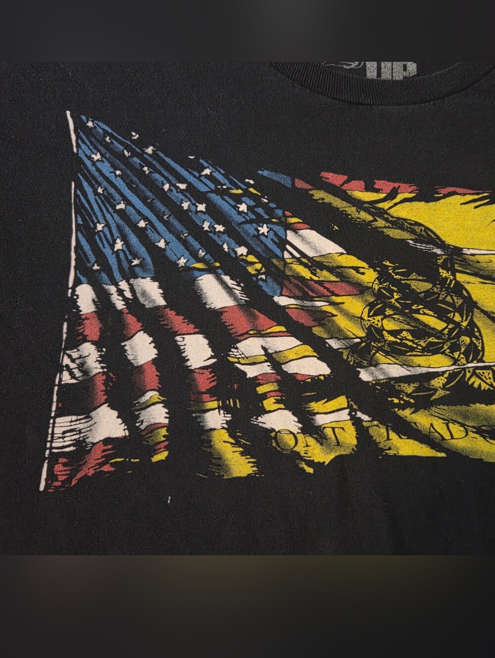 Men's Black Graphic T-Shirt with American Flag Print